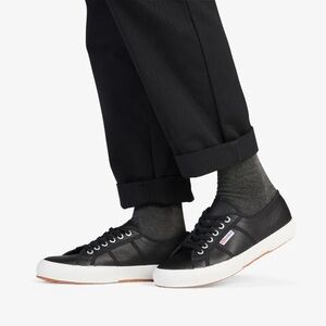 Superga 2750 Women’s Black Italian Nappa Leather Sneaker—8 1/2